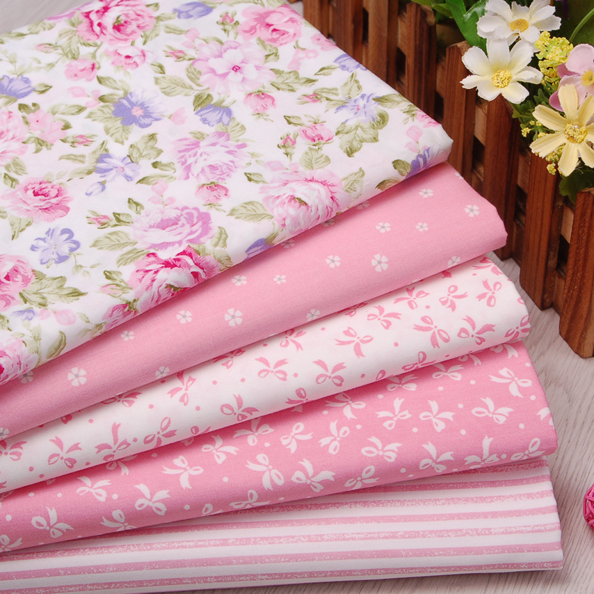 Baby Products Organic - Pink Flower Stripe Bows Cotton Twill
