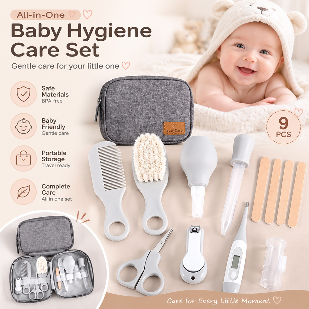 Baby Products Essentials - Baby Grooming Kit 9PCS Newborn Care