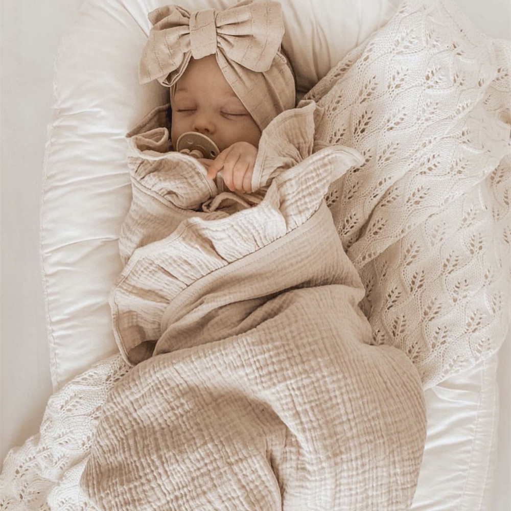 Baby Products Organic - INS Ruffled Muslin Baby Swaddle Blankets